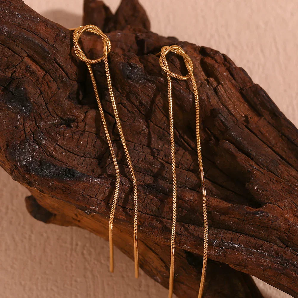 Delicate Gold Circle Drop Earrings