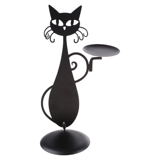 Mystic Black Cat Figurine Candle Holder - Fesara