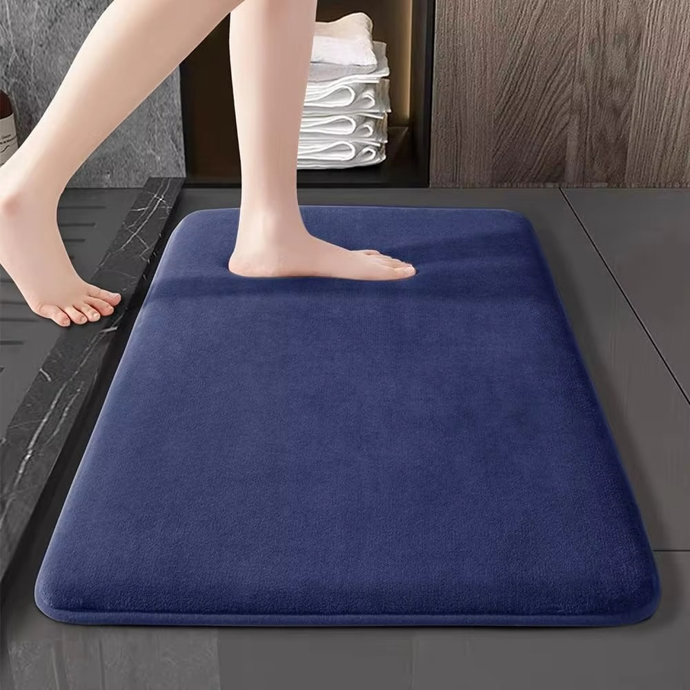 Plush Coral Bathroom Mat with Anti-Slip Bottom