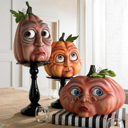 Colorful Carved Pumpkin Halloween Decor