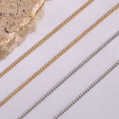 Delicate 2mm Thin Chain Bracelet Necklace Set