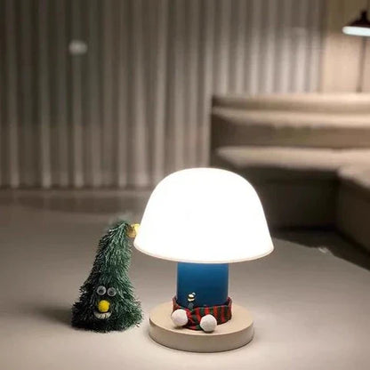 Natural Glow Wooden Mushroom Desk Lamp