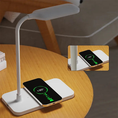 Sleek LED Desk Lamp with Wireless Charging & USB