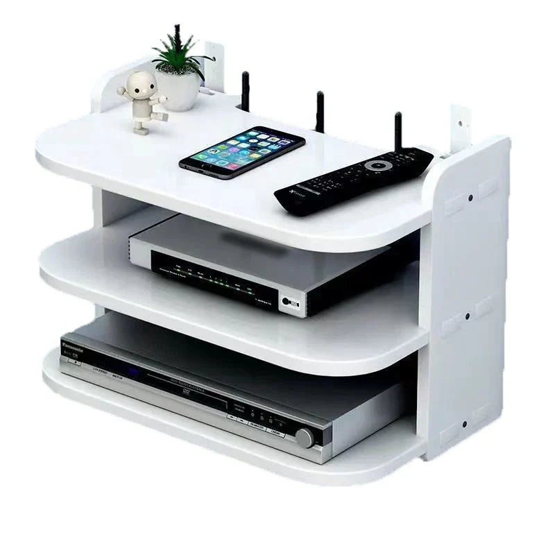 Wireless Router Storage Shelf with Hidden Cable Management