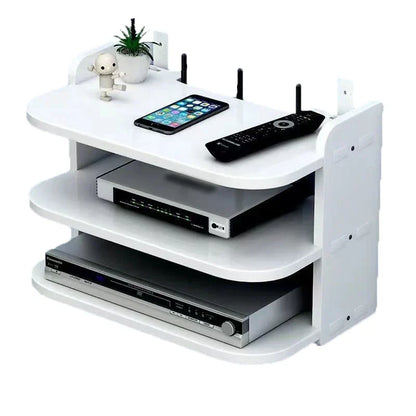Wireless Router Storage Shelf with Hidden Cable Management