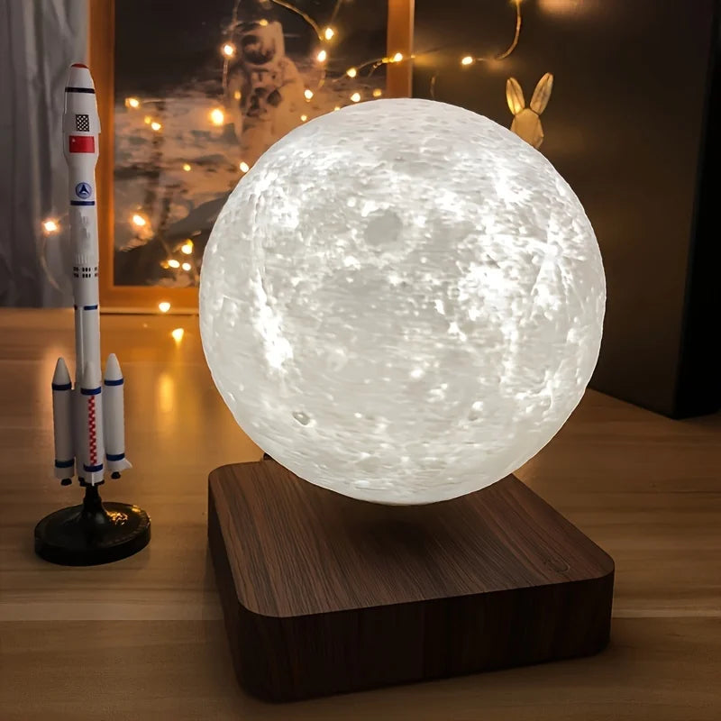 Glowing 3D Moon Table Lamp with LED Magnetic Base - Fesara