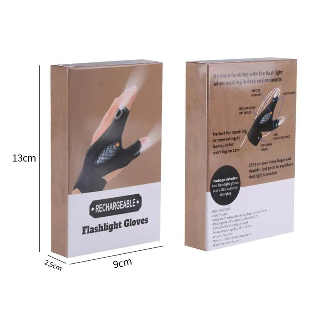 Waterproof LED Fishing Gloves with Rechargeable Lights