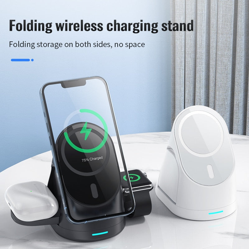 Compact 3 in 1 Wireless Charging Station Stand