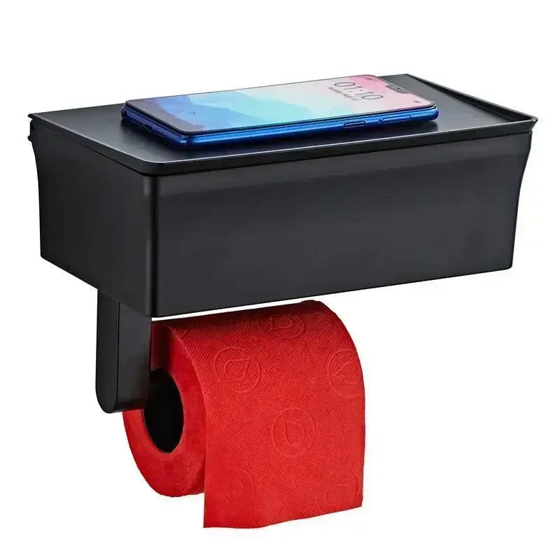 Modern Bathroom Toilet Paper Holder with Storage Shelf
