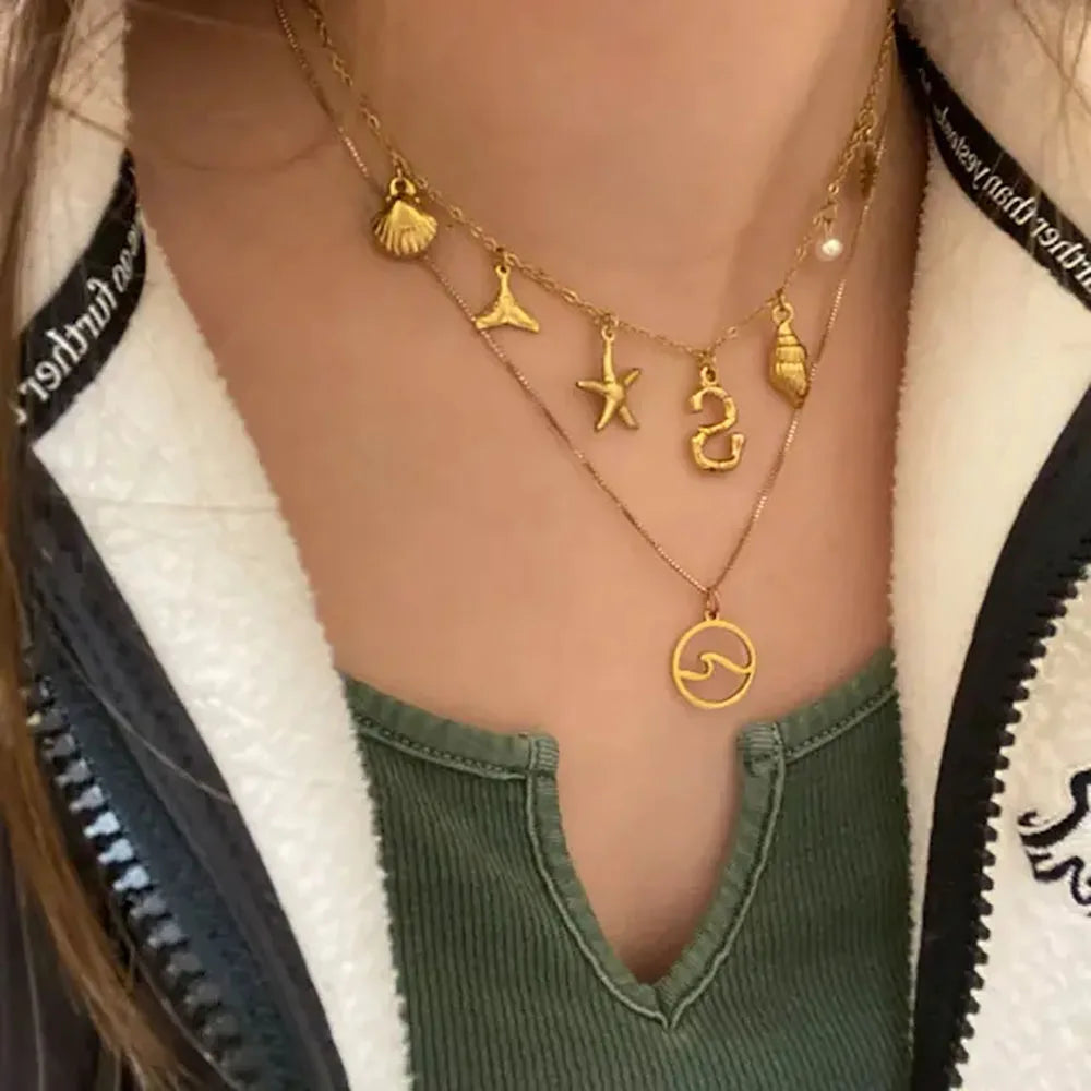 Customizable Beach Shell Monogram Necklace