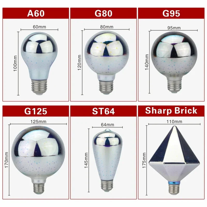 Colorful LED Globe Lamp with E27 Base and Firework Effect