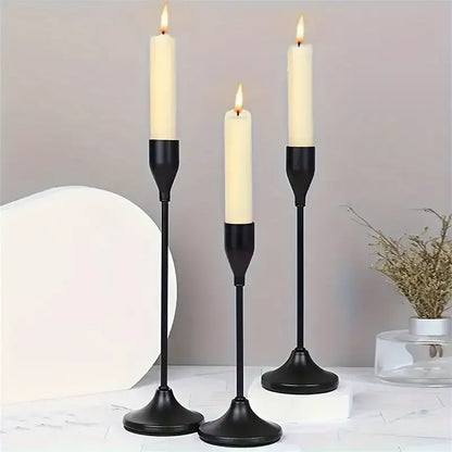 Modern Black Metal Candle Holders Set of 3