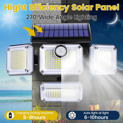 Bright Solar Powered Motion Sensor Outdoor Lamp 2000LM