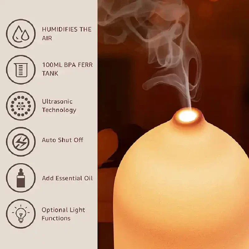 Ceramic Essential Oil Diffuser with Colorful LED Light