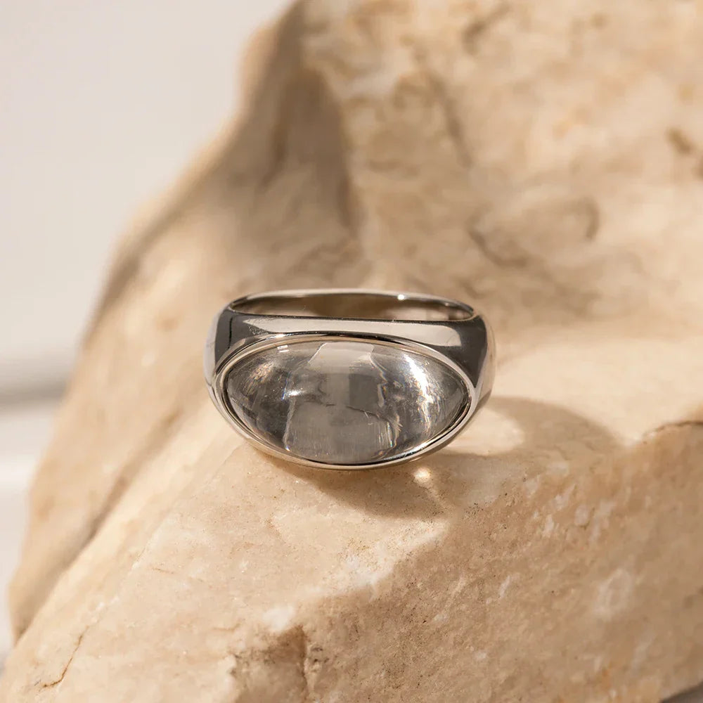 Bold Oval Gemstone Stack Ring