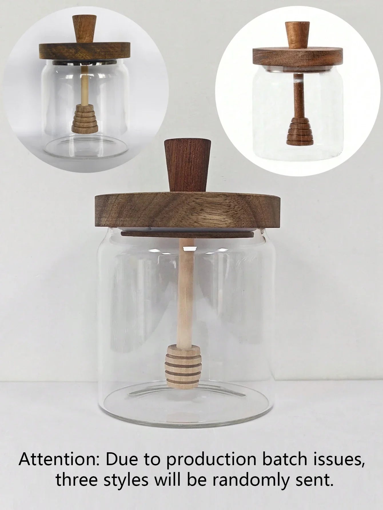 Natural Glass Honey Jar with Wooden Lid and Spoon