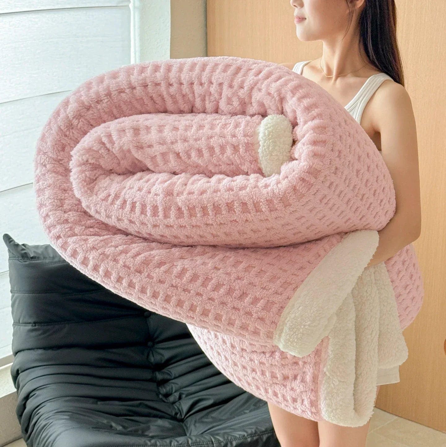 Cozy Double Layer Fleece Blanket with Soft Plush Finish
