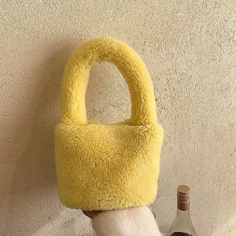 Soft Miniature Plush Bucket Handbag