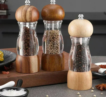 Classic Wood Glass Spice Mill Set