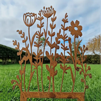 Rustic Metal Flower Garden Decor Stake