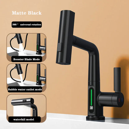 Modern Stainless Steel Faucet with LED Temp Display
