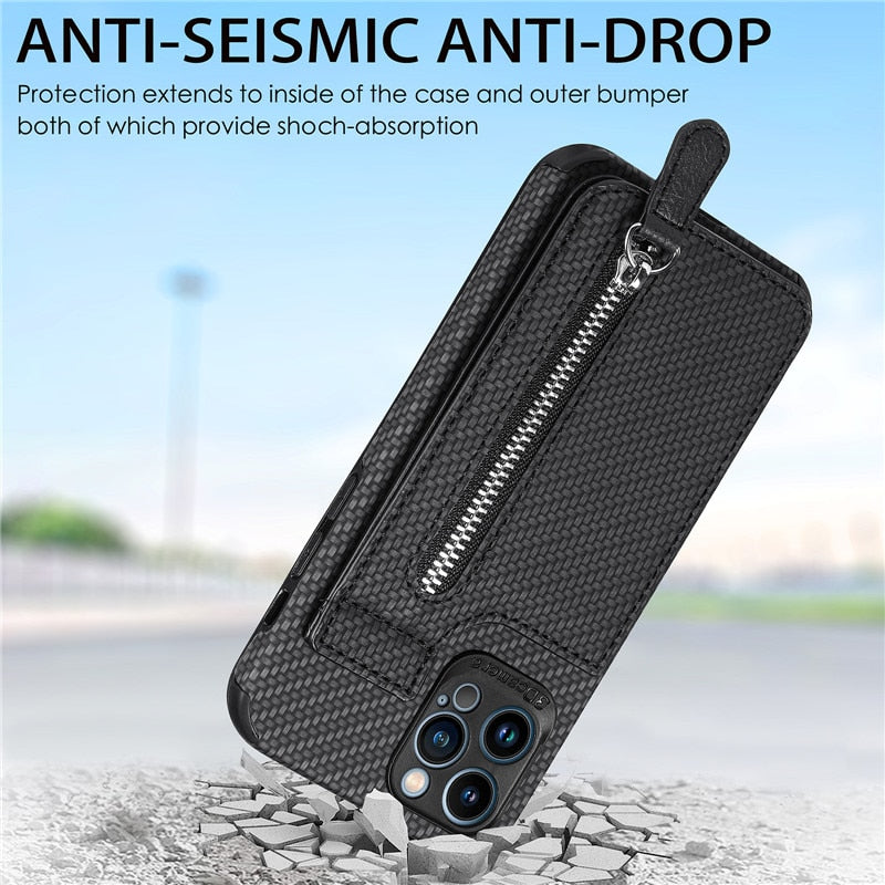 Slim Protective Zip iPhone Wallet Case