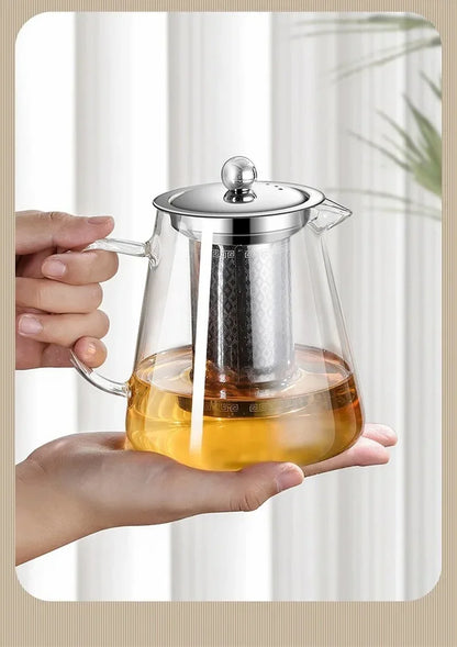 Large Heatproof Glass Teapot with Stainless Steel Infuser