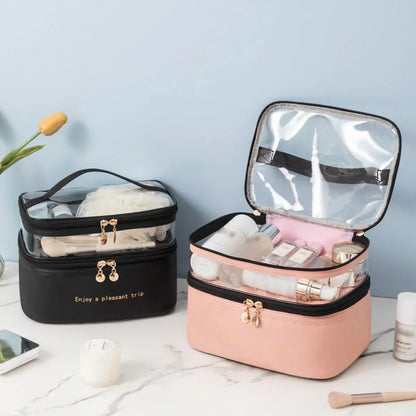 Clear Travel Makeup Bag 2-in-1 Waterproof Pouch
