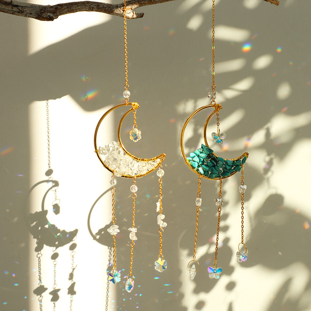 Sparkling Crystal Moon Window Decor