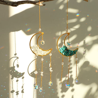 Sparkling Crystal Moon Window Decor