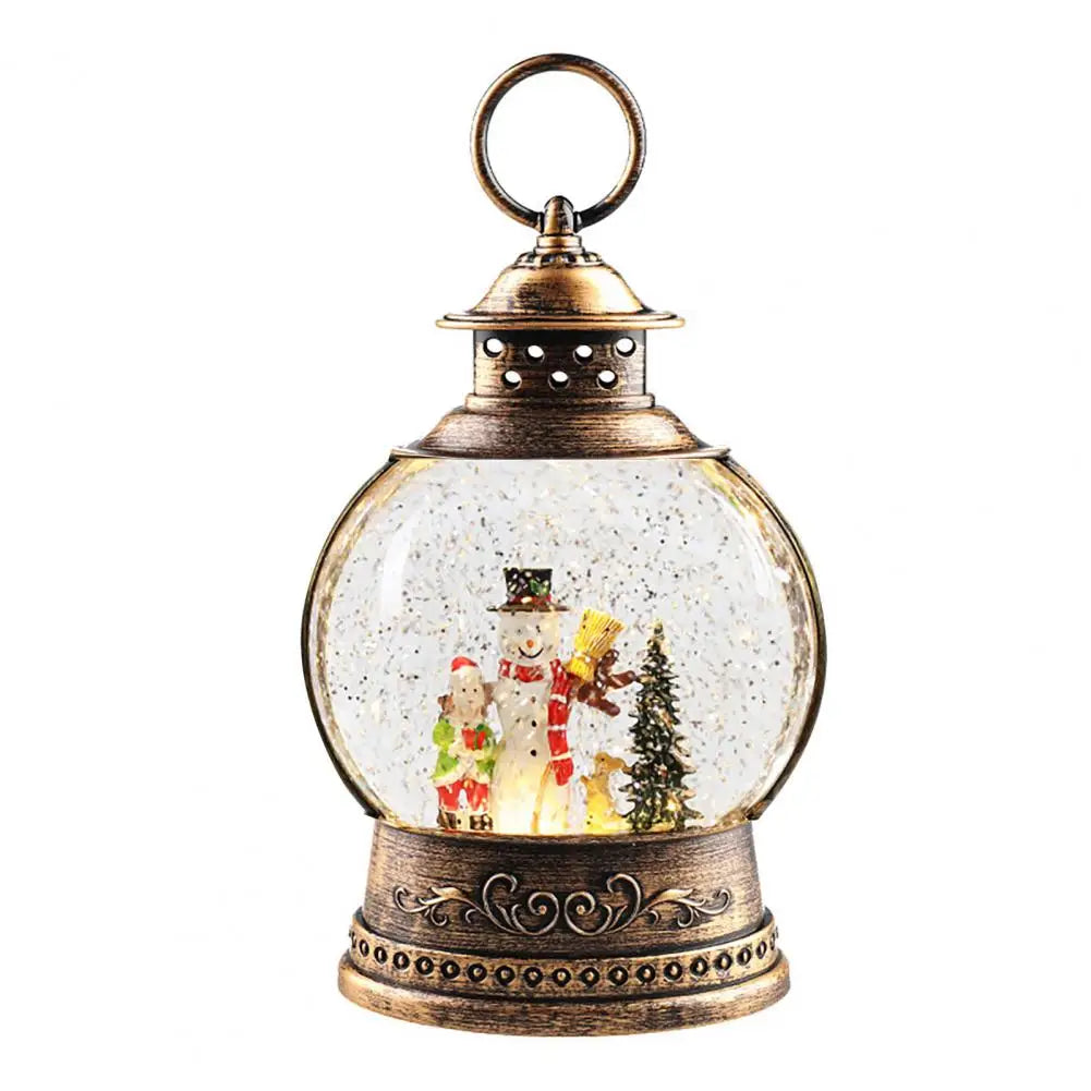 Traditional Christmas Snow Globe Lamp with LED Lights