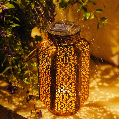 Vintage Iron Outdoor Solar Lantern - Decorative Garden Lantern Lights-4