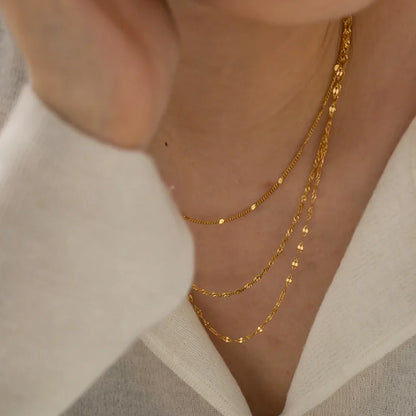 Delicate Gold 3 Layer Chain Necklace Set