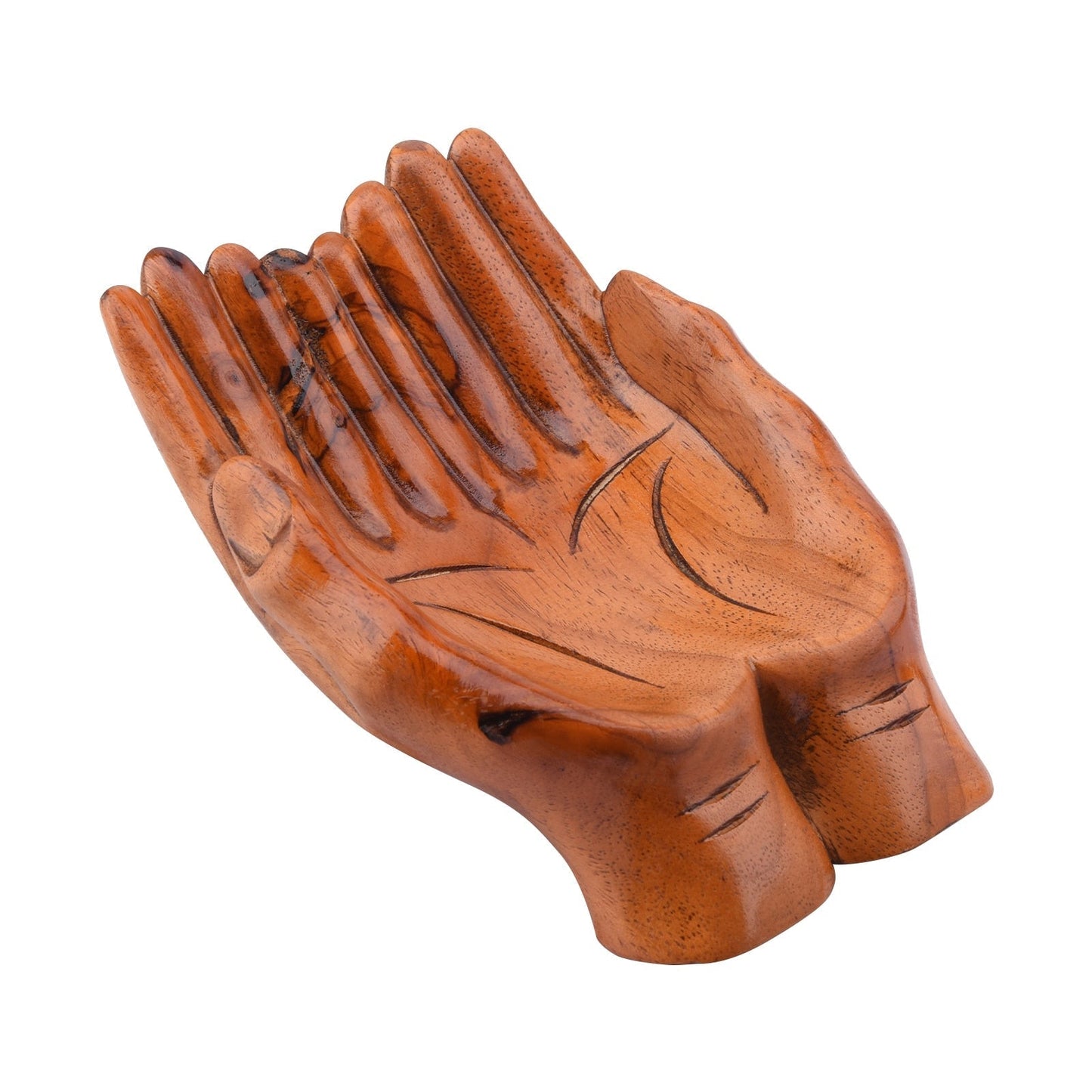 Handcrafted Wooden Prayer Hands Candy Dish Home Decoration