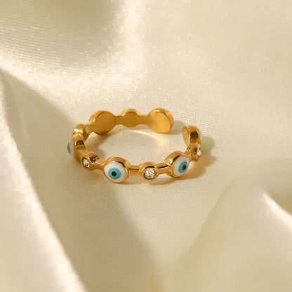 Delicate Evil Eye Diamond Adjustable Ring