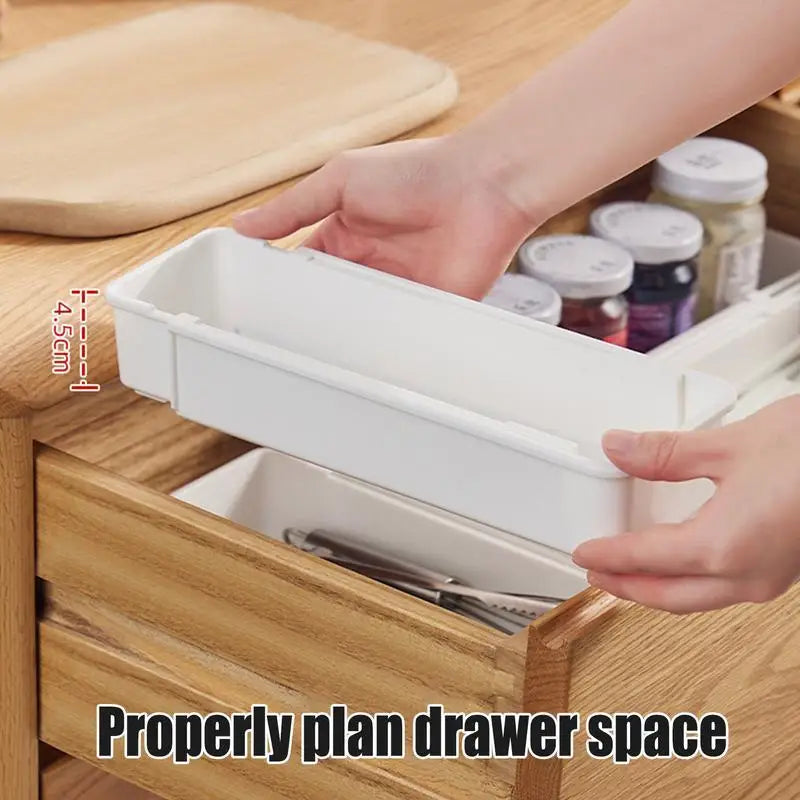Flexible Kitchen Utensil Tray Organizer White