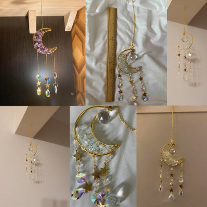 Sparkling Crystal Moon Window Decor
