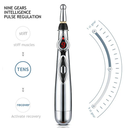 Professional Acupuncture Massage Pen - 5 Interchangeable Heads