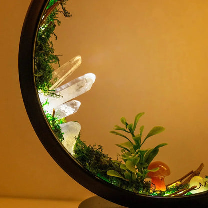 Stylish Night Lamp - Round Green Crystal Accent