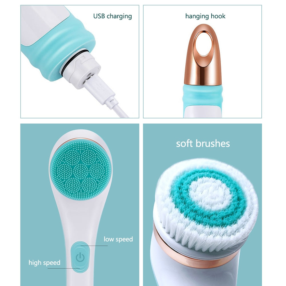 Exfoliating Shower Brush with Rotate Massage Head