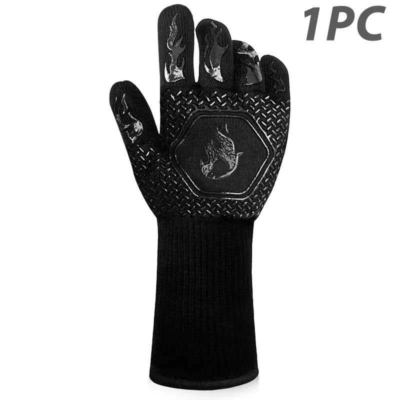 Heat Resistant BBQ Glove | Non Slip Silicone Oven Mitt