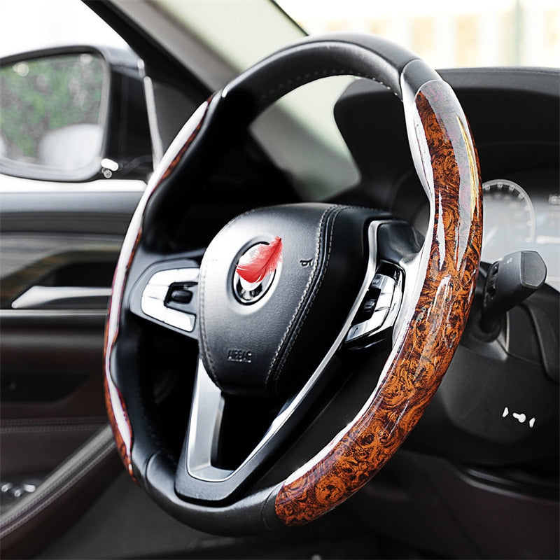 Grip Car Steering Wheel Cover Wood Design