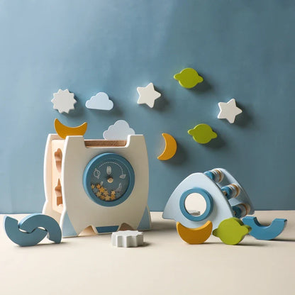 Natural Wood Space Building Blocks Set