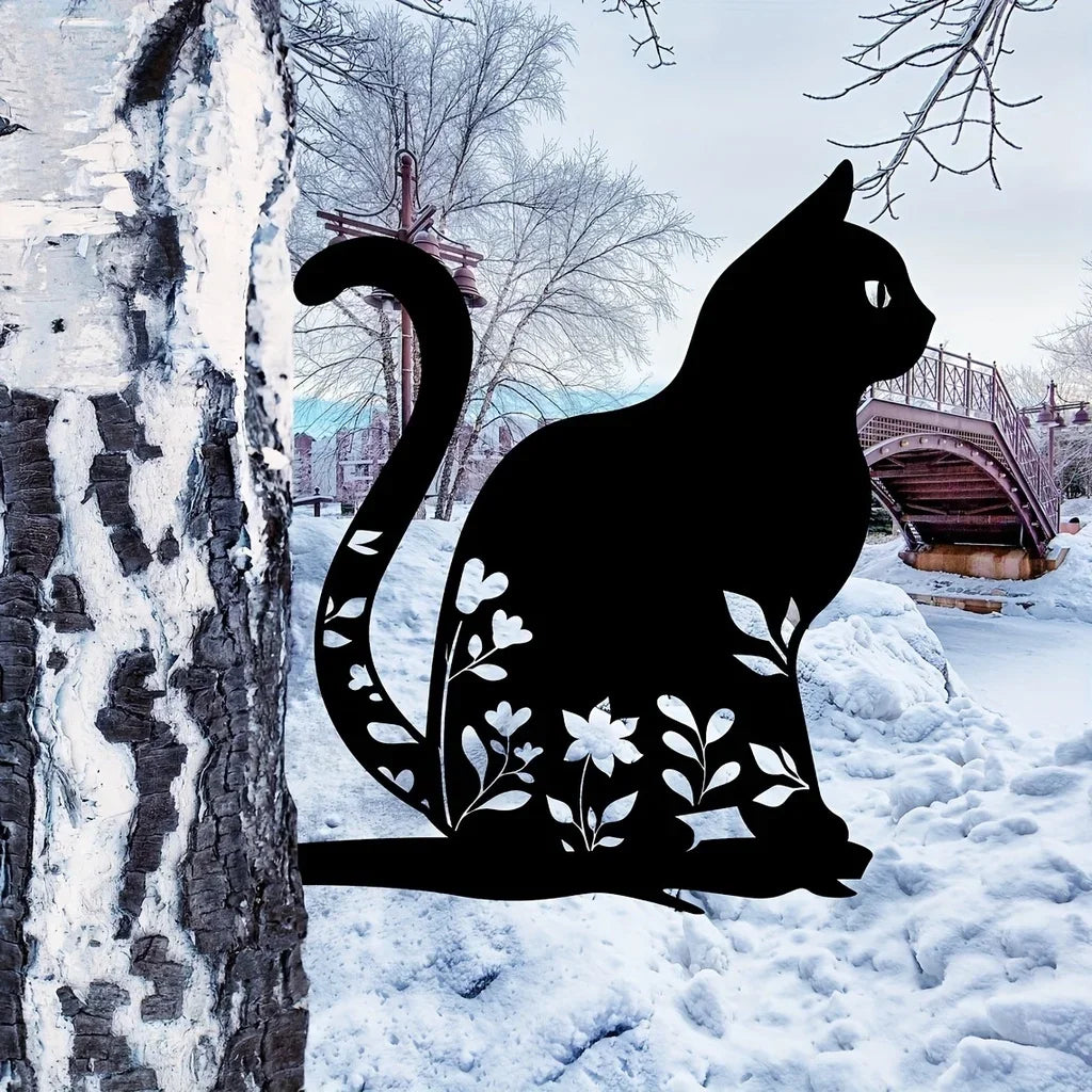 Cat Shaped Metal Garden Decoration - Fesara