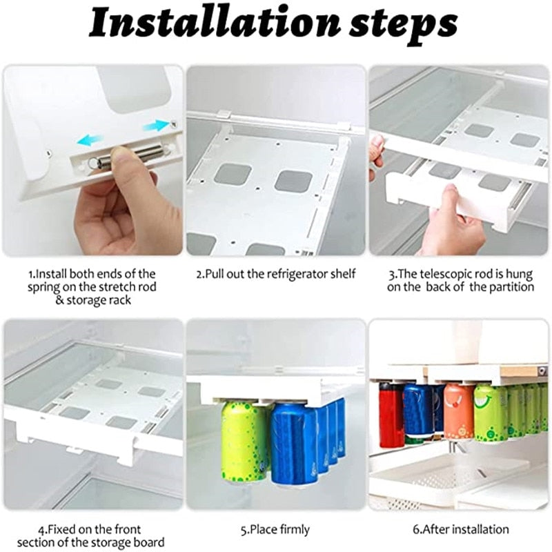 Fesara Adjustable Fridge Drink Shelf Organizer