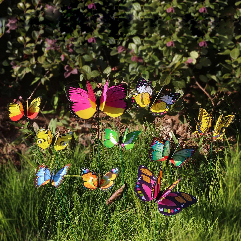 Vibrant Garden Butterfly Decor Set of 10 Water Resistant Stakes
