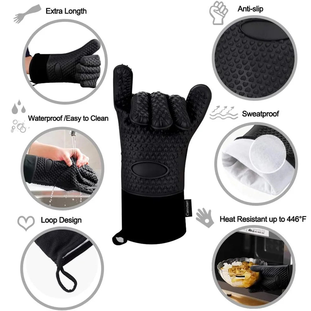 Heat Resistant BBQ Gloves with Non Slip Grip