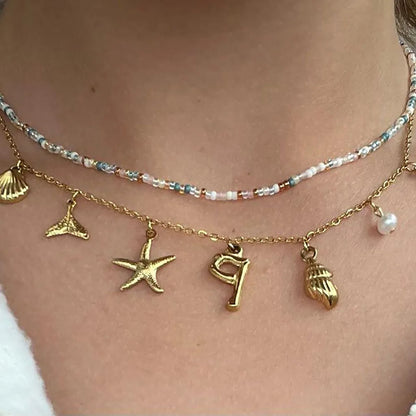 Customizable Beach Shell Monogram Necklace - Fesara