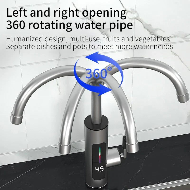 Instant Hot Water Kitchen Faucet 3000W Stainless Steel