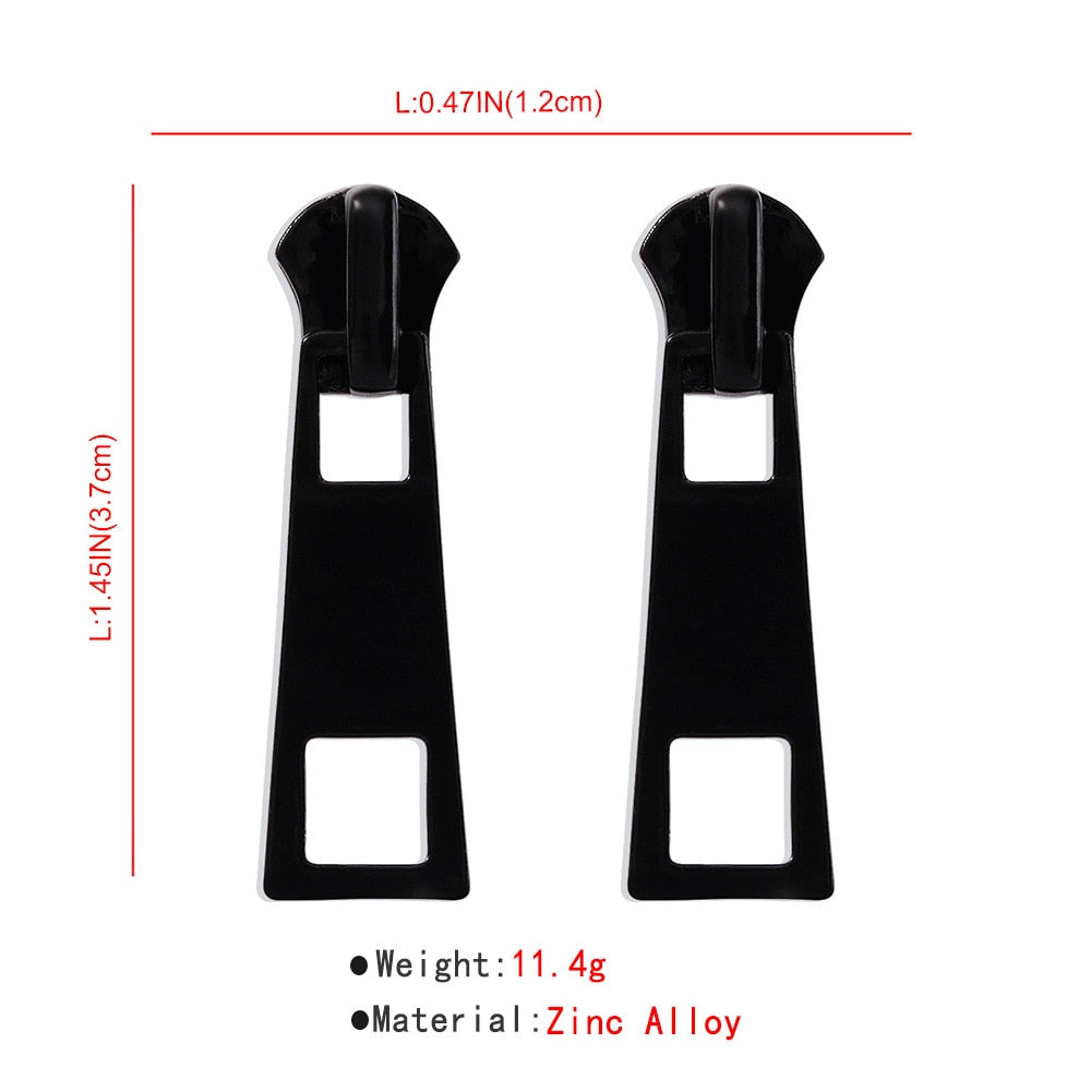 Unique Small Zip Pendant Earrings